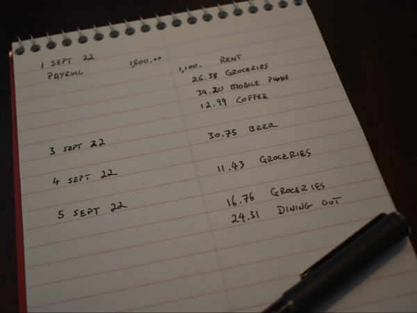 A picture of a budget notebook.