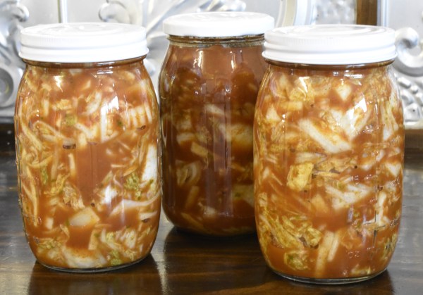 Three jars of kimchi