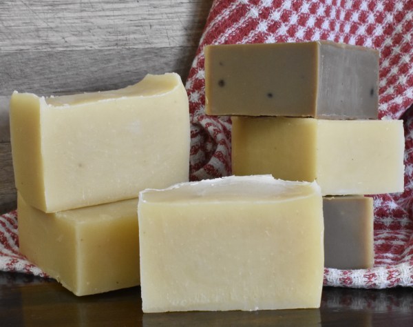 A stack of some finished blocks of soap.