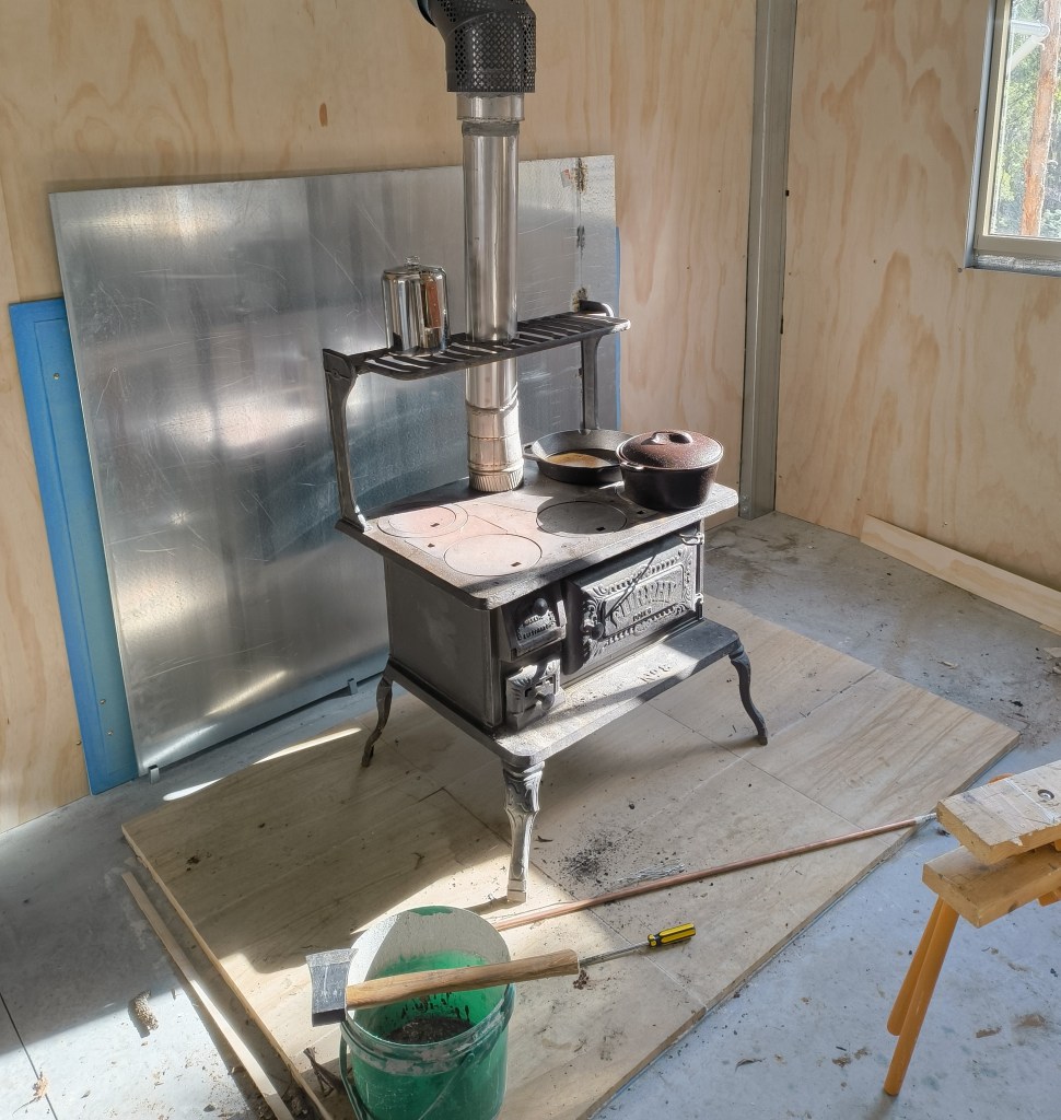 The completed wood oven and flue.