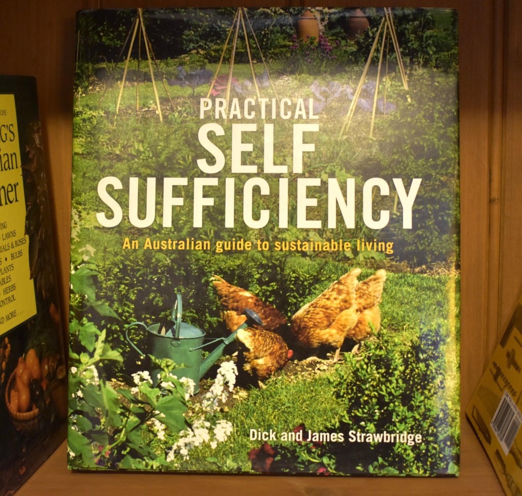 An image depicting the cover of the book discussed, practical self sufficiency.
