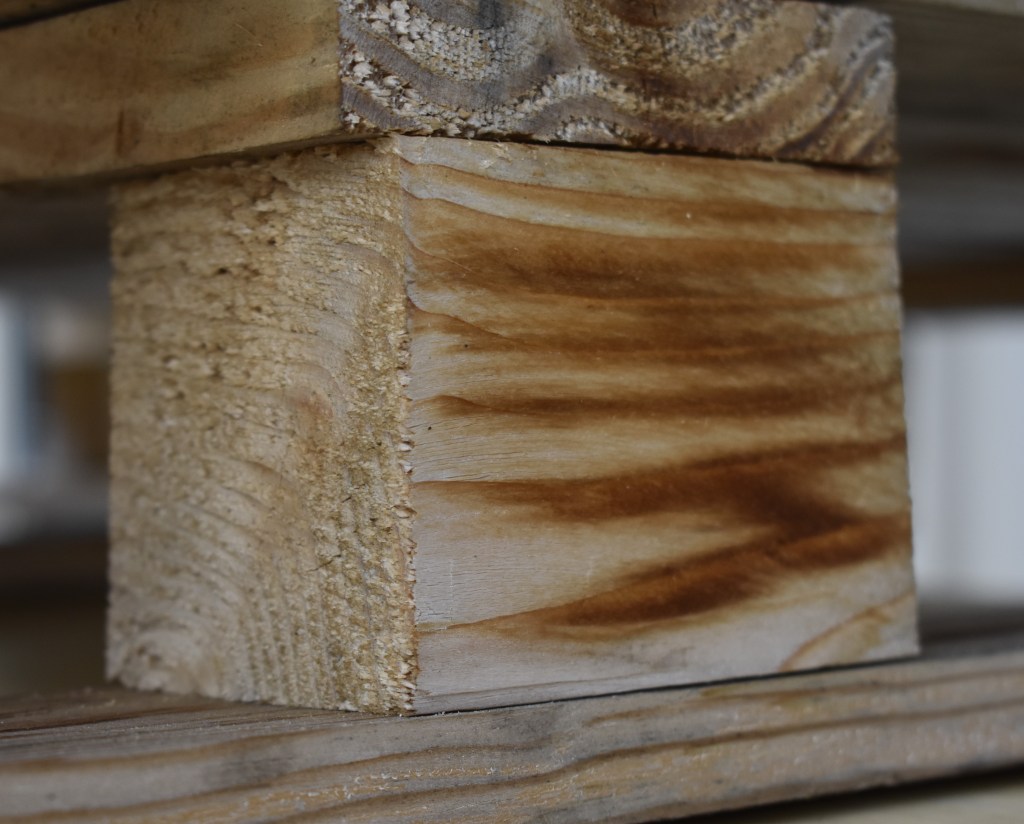 A block used in the construction of pallets.